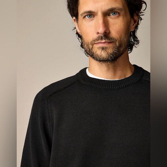 NWT J CREW Heritage cotton crewneck sweater in black - Picture 3 of 8